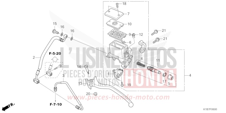 REAR BRAKE MASTER CYLINDER von Forza 350 MAT PEARL PACIFIC BLUE (PB397) von 2021